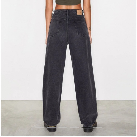 Motel Rocks Parallel Black Ripped Wide Leg Jeans - Picture 2 of 5